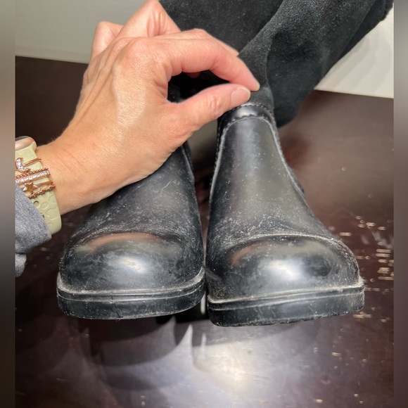 COACH ZENA Suede Rubber Shearling Midcalf Snow Rain Motorcycle Pull on BOOTS 6 - Picture 5 of 10